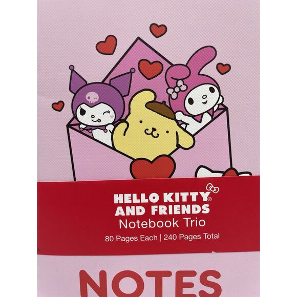 2024 Sanrio Hello Kitty & Friends Hearts 3-Pk Ruled Notebook 80 Pages Each NEW - Picture 2 of 8